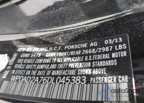 2013 Porsche Panamera Hybrid S from USA, damaged, VIN WP0AD2A76DL045383